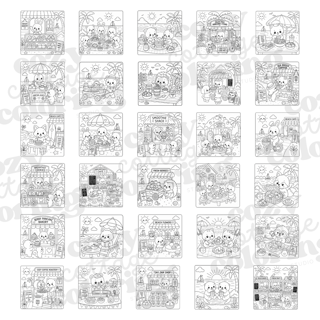 Breakfast on the Beach | Summer Season Printable Coloring Pages