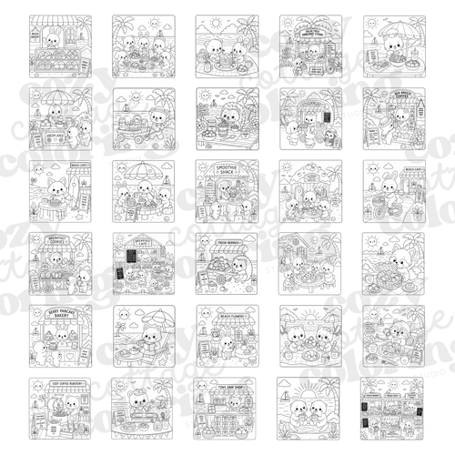 Breakfast on the Beach | Summer Season Printable Coloring Pages
