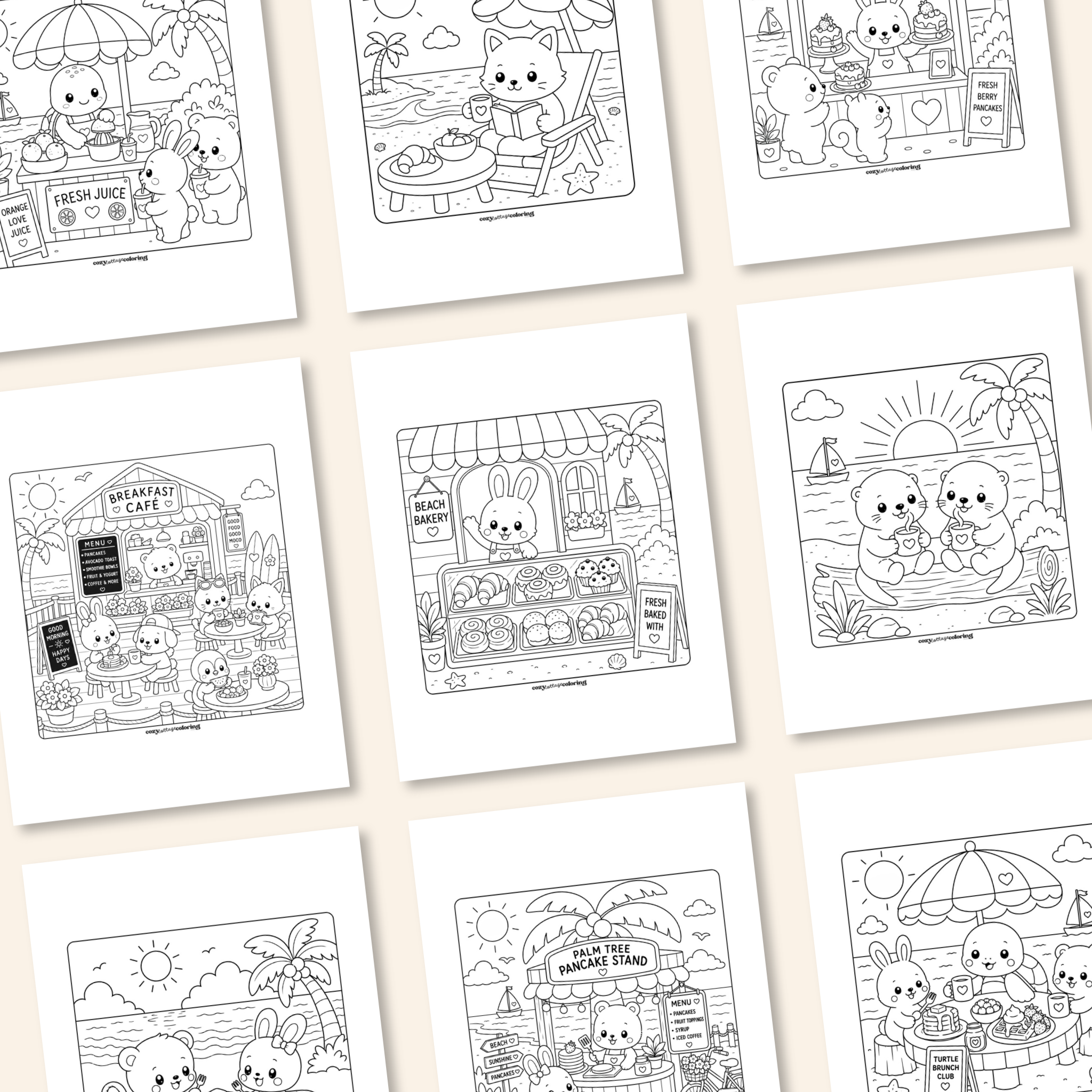 Breakfast on the Beach | Summer Season Printable Coloring Pages